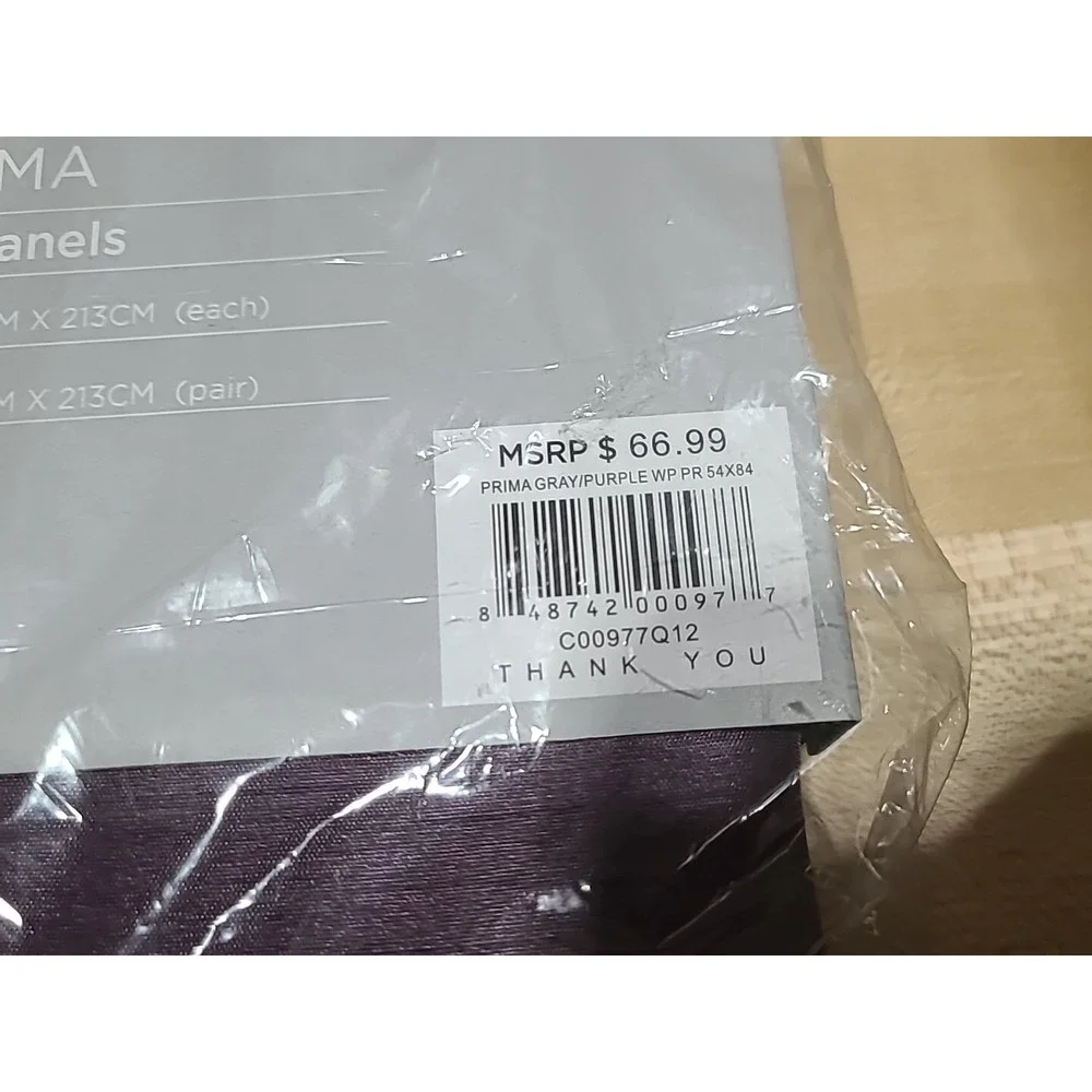 Lush Decor Prima Purple and Gray Two Panels Curtain 108
